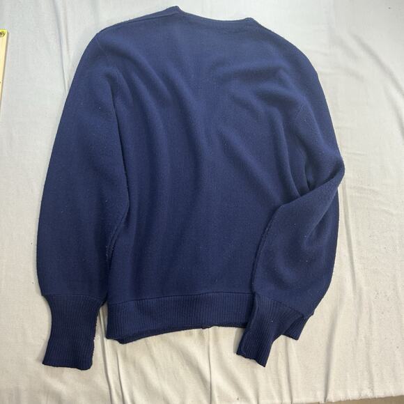 Vintage 70s JCPenney Sweater Cardigan Men's L Blue Button Up Long Sleeve L - Picture 8 of 8